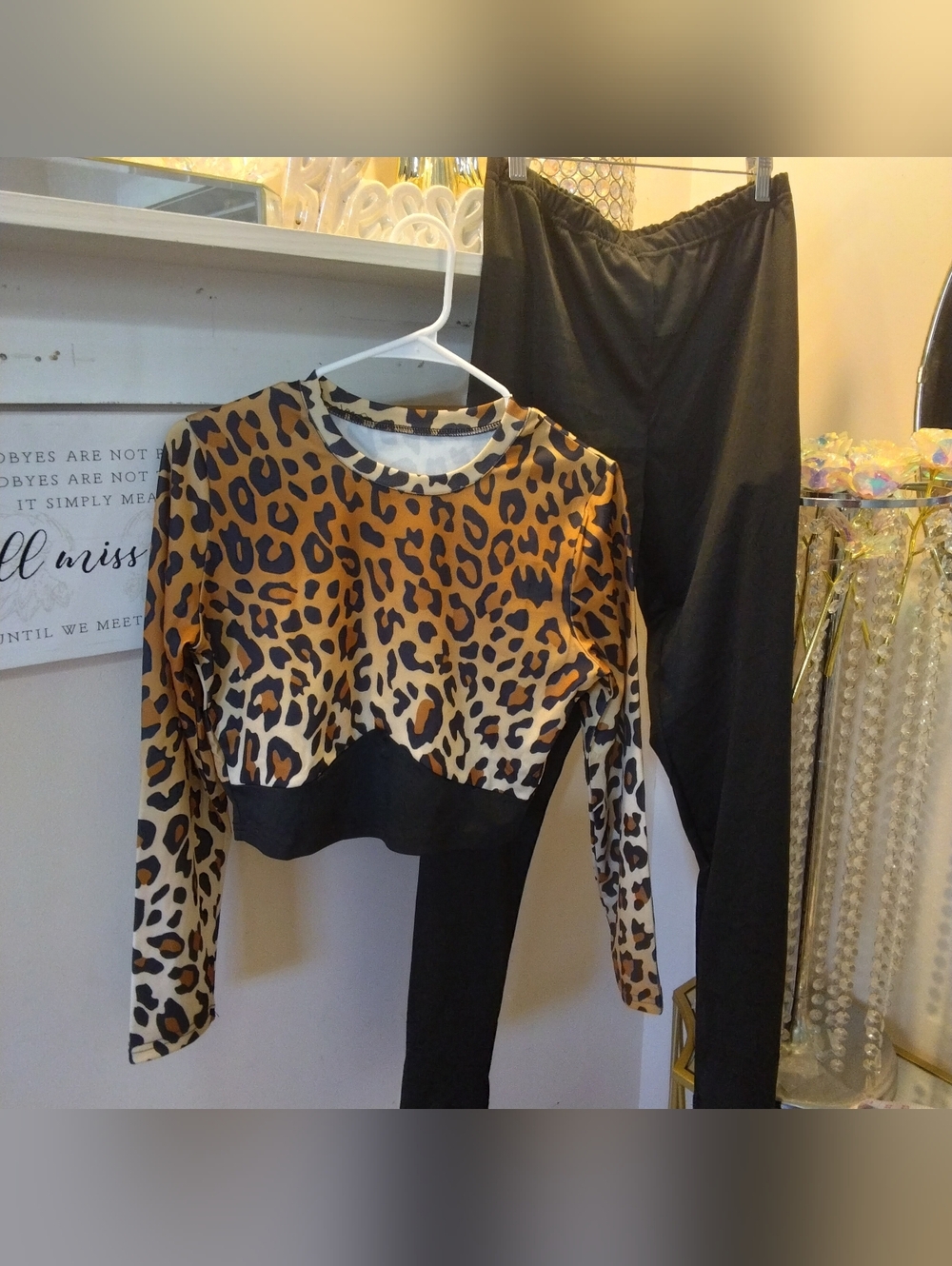 Leopard Print Two-Piece Lounge Set - Brown & Black